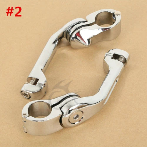 Chrome 1.25" 32mm Long Angled Adjustable Highway Foot Pegs for Harley