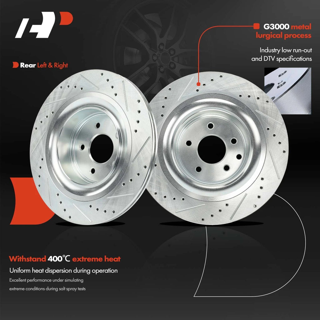 Rear Drilled Brake Rotors for Nissan 350Z 370Z Infiniti G37 Q60 (2003–2020)