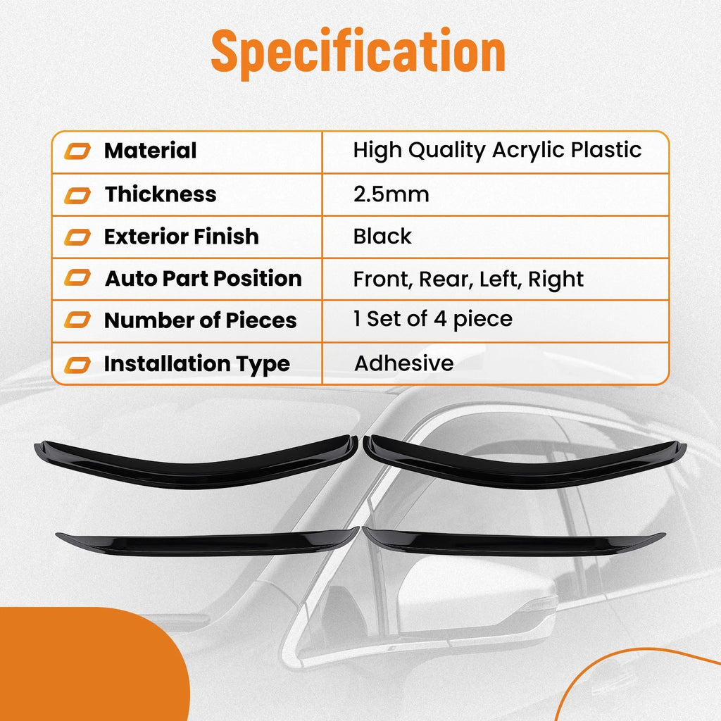4Pcs Wind Deflectors Window Visor for GMC Yukon (2007–2014) Black Adhesive
