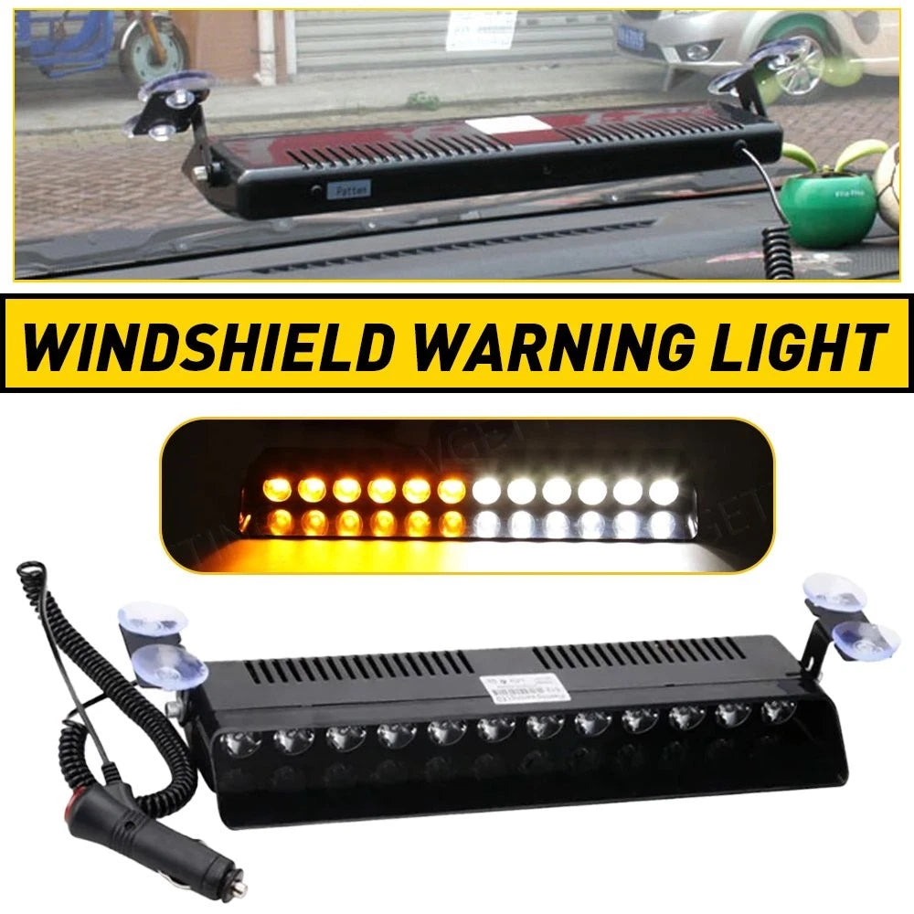 12-LED Strobe Light Bar for Car Truck Windshield (Universal)