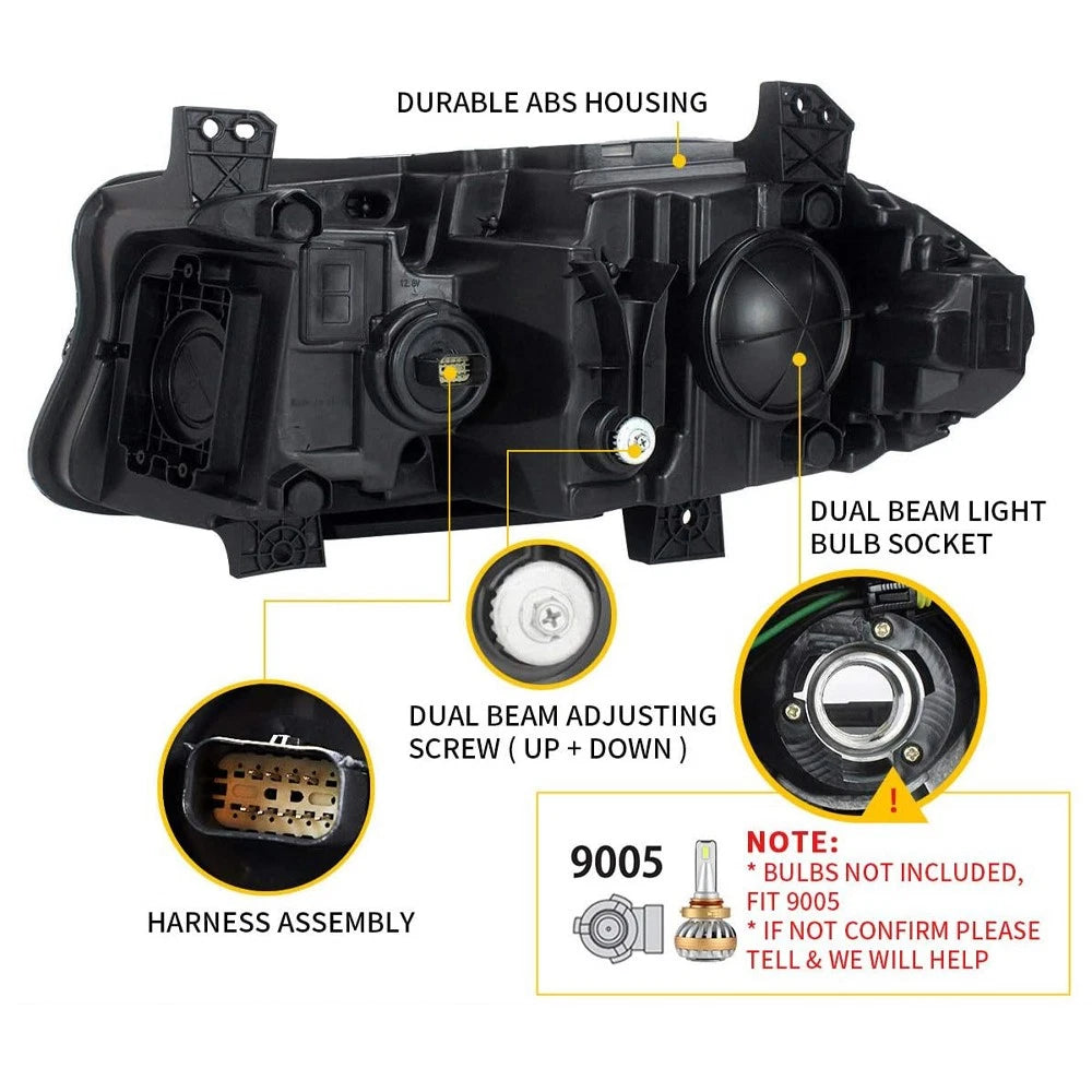 RGB Dual Headlights LED Halogen for Dodge Charger (2015–2023)