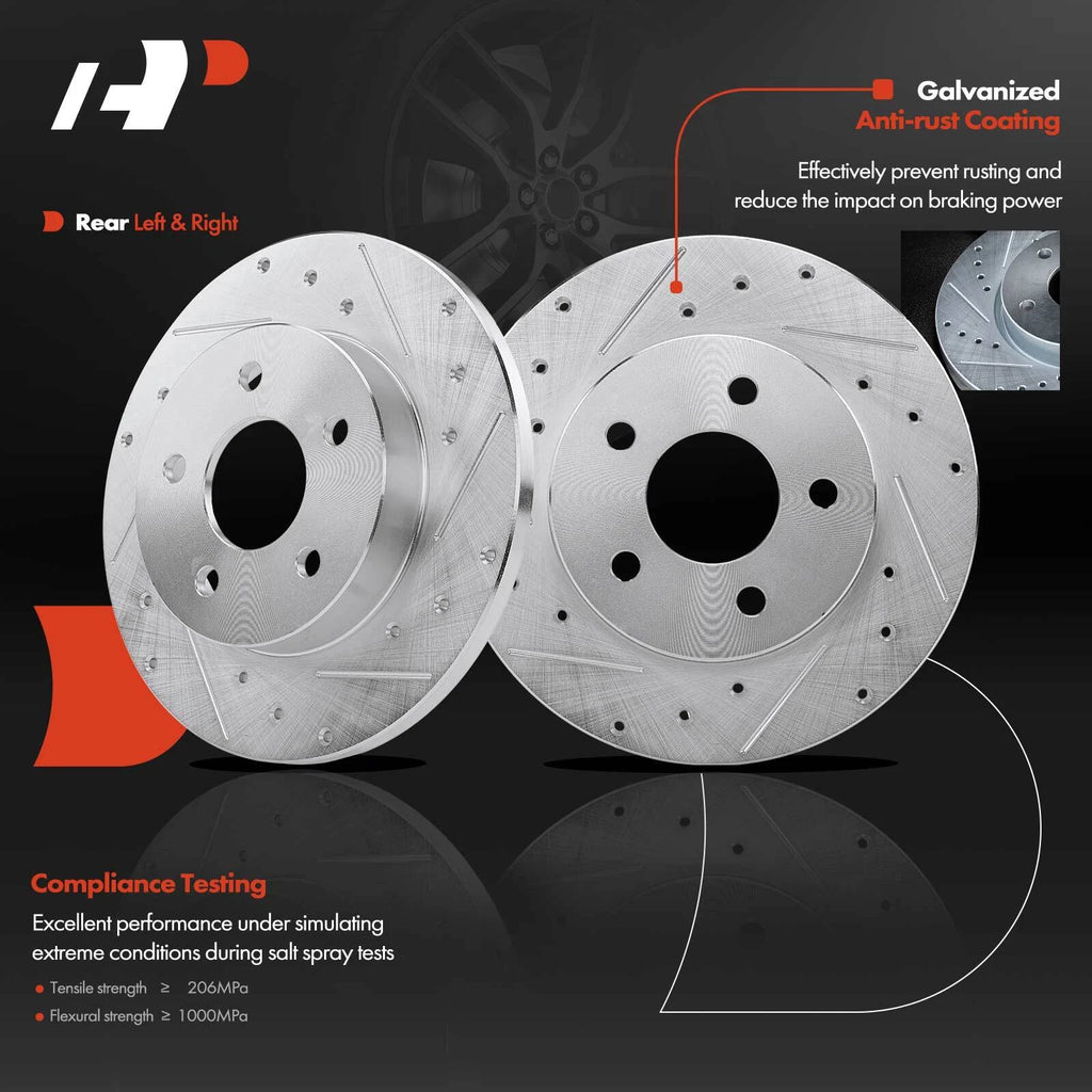 Rear Drilled & Slotted Brake Rotor & Pad for Chevrolet Cobalt (2005–2010)