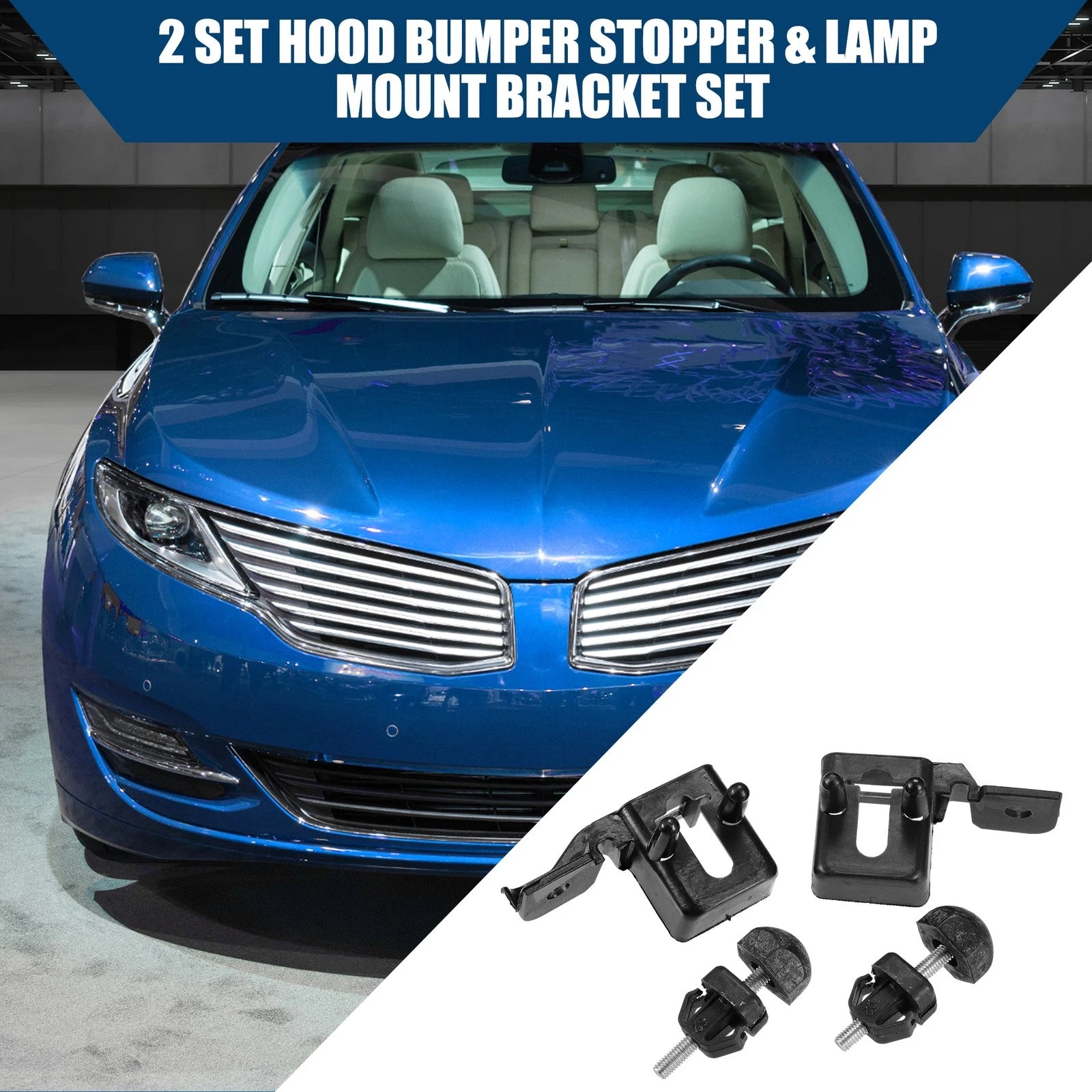 Set of 2 Bumper Stopper and Lamp Mount Bracket for Ford Fusion (2013–2020)