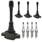 Set of 4 Ignition Coils + 4 Spark Plugs for Nissan Versa Note (2014–2019)