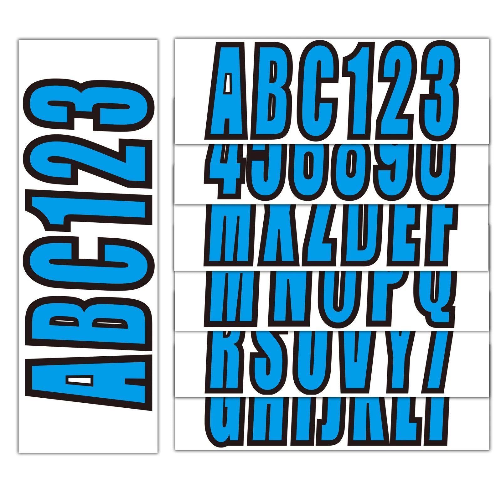 Set of 4 Custom Boat Registration Numbers Decal Stickers A-Z 0-9 Blue