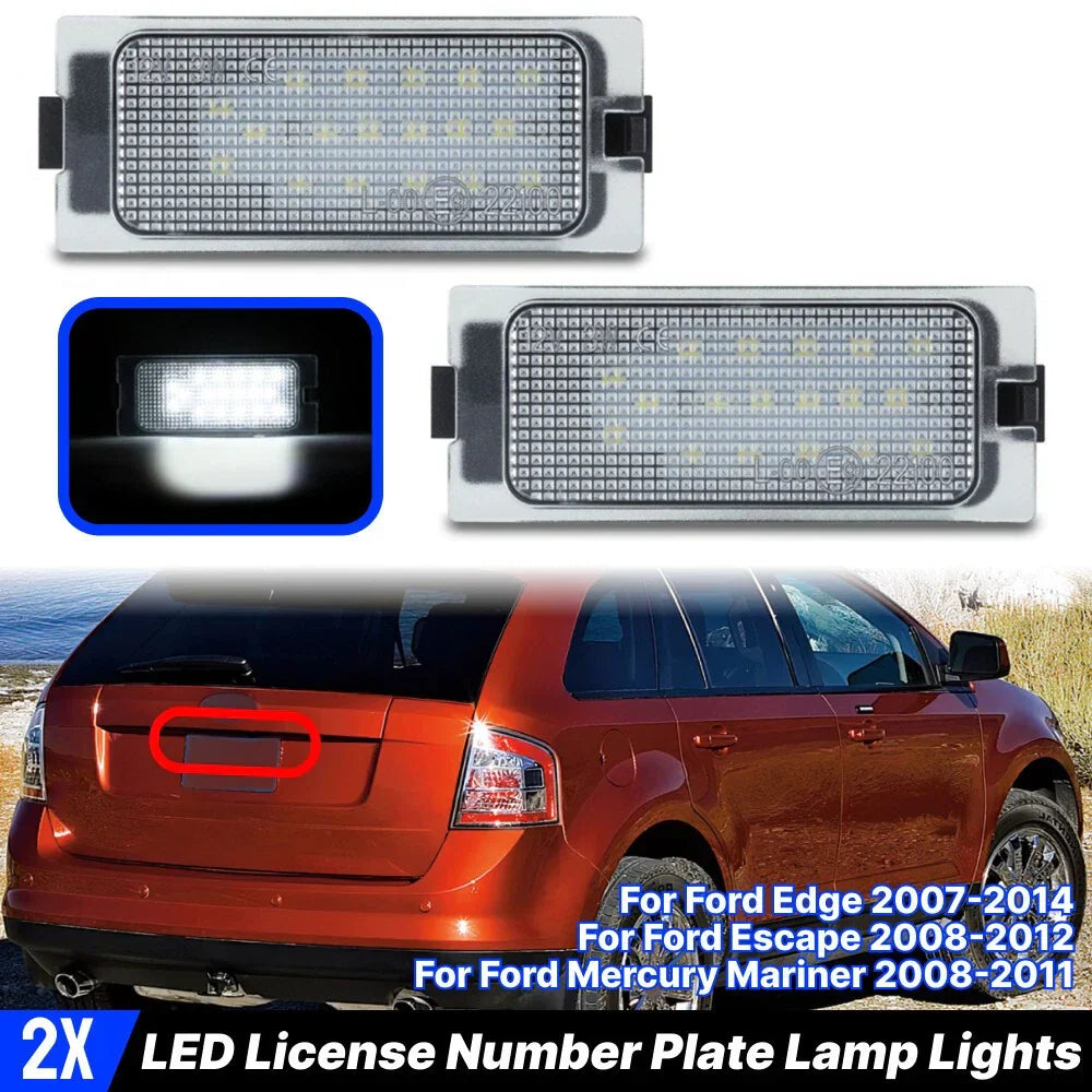 White LED License Plate Lights for Ford Edge, Escape, Mercury Mariner
