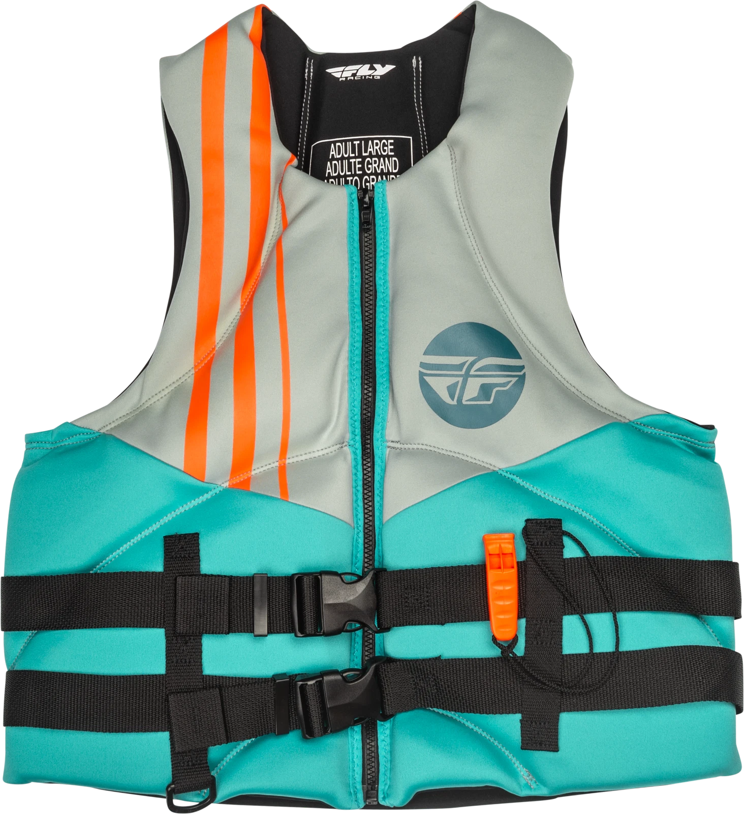 Fly Racing Neoprene Flotation Vest 3X-Large for Watercraft (Teal/Grey/Orange)