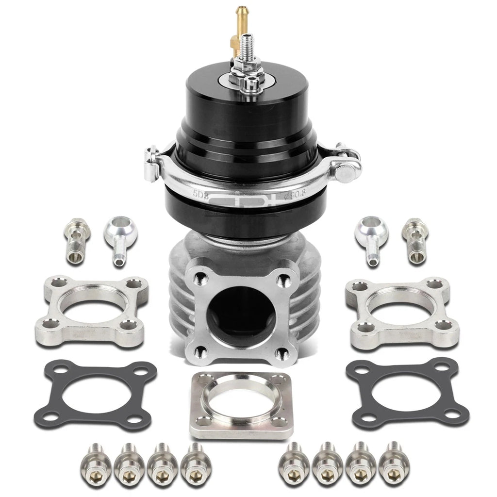 Universal 46mm Turbo 4-Bolt Wastegate Bypass Exhaust + Spring Black