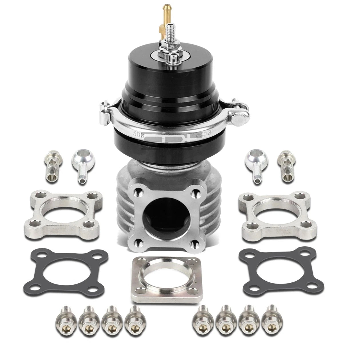 Universal 46mm Turbo 4-Bolt Wastegate Bypass Exhaust + Spring Black