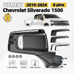 Side Mirror for Chevy Silverado 1500 (2019–2024) W/LED Lamp, Heated, 8 Pins