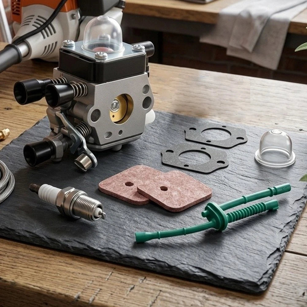 FS55R Carburetor Kit for Trimmers (Includes 2 Gaskets, 1 Oil Bubble, 1 Spark)