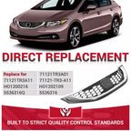 Front Bumper Upper Grille for Honda Civic Sedan (2013–2015) W/Chrome Trim