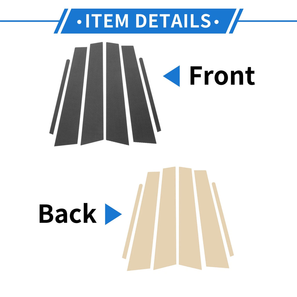 6 Pcs Door Pillar Window Trim for Hyundai Creta Ix25 (2015–2023) Carbon Fiber