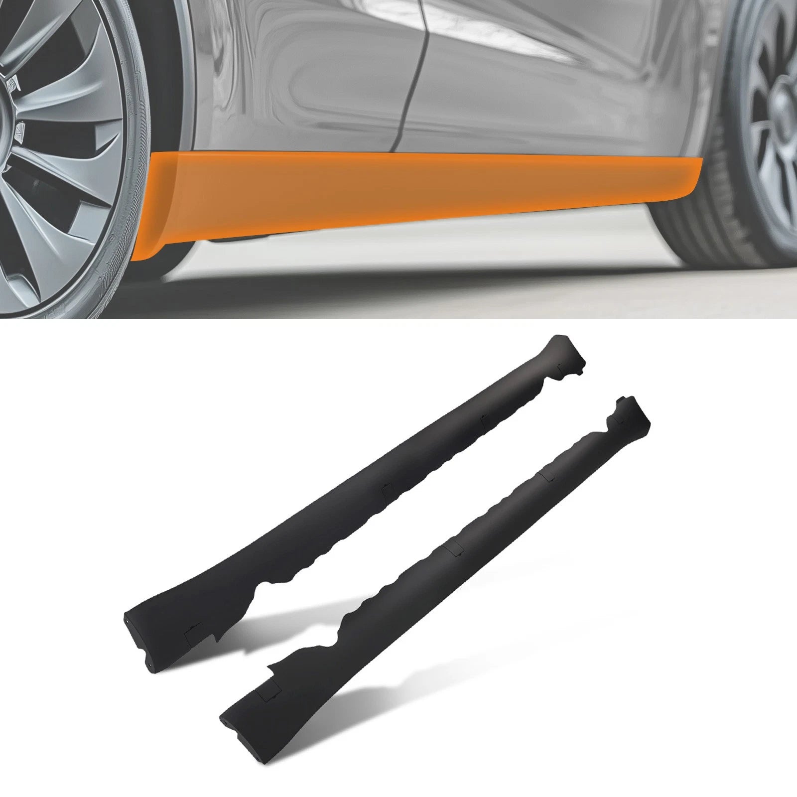 Set of 2 Side Skirt Body Extensions for Tesla Model 3 (2017–2024) 1089830-00-D Black