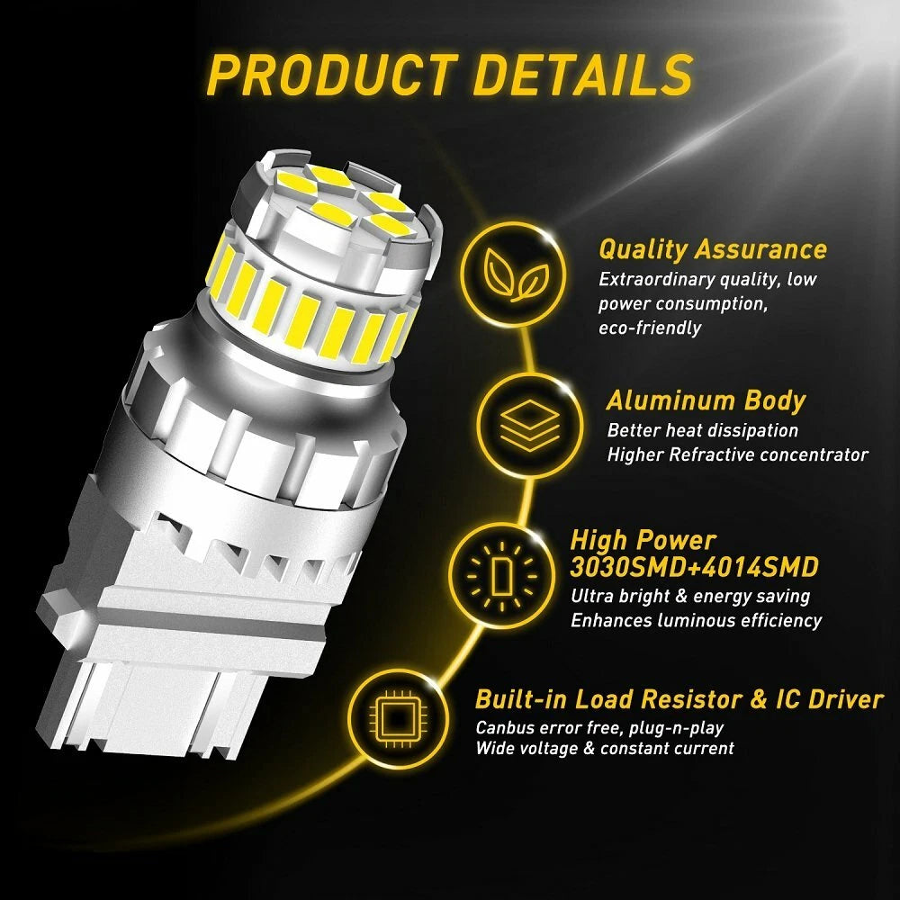 Set of 2 3157 3156 LED 6500K Reverse Backup Brake Tail Light Bulbs