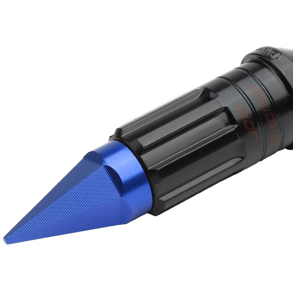 Spiked Cap Steel Blue Rim Lug with 4 Lock Nuts & Adapter M12x1.5 (16")