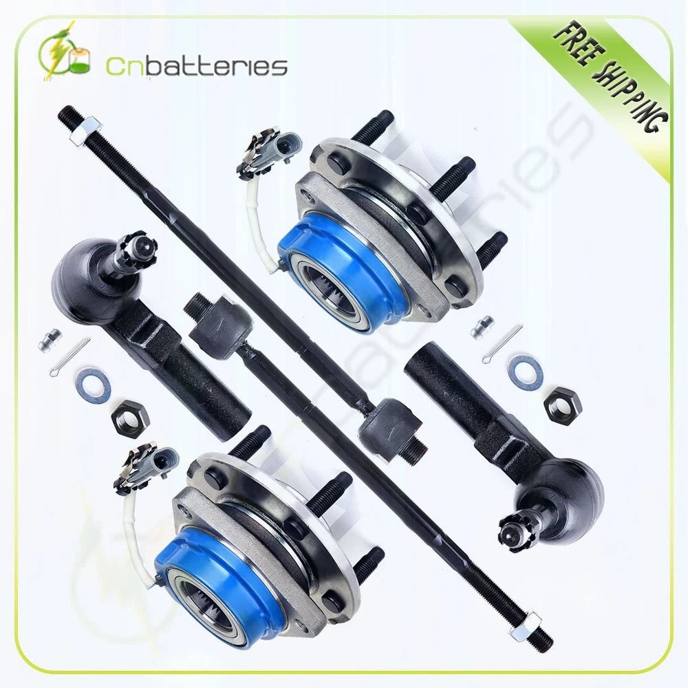 6PC Wheel Hub & Tie Rod Front Kit for Chevy Buick Cadillac Olds Pontiac
