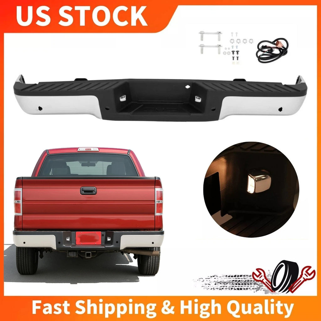 Complete Steel Rear Bumper Assembly for Ford F150 Styleside (2009–2014) Chrome