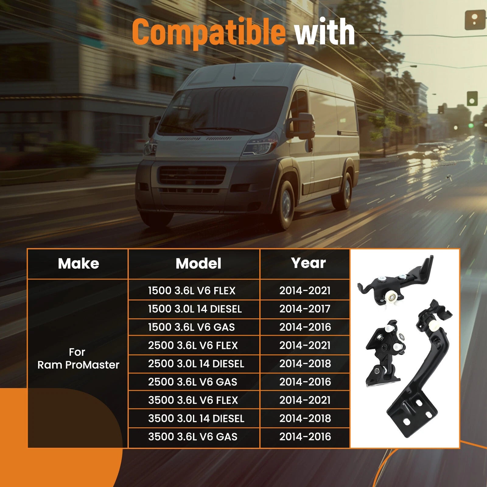 Right Passenger Sliding Door Roller Kit for ProMaster 1500 2500 3500 (2014–2023) 68271845AA