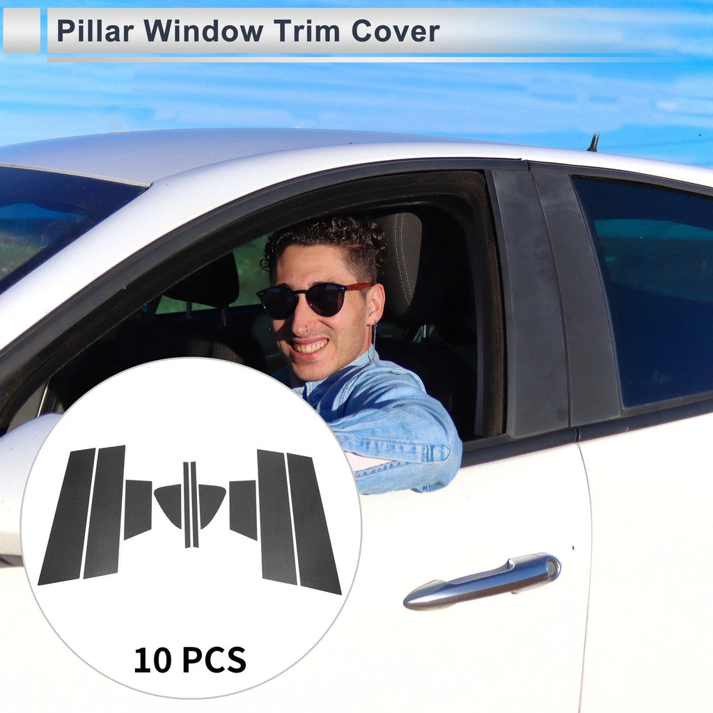 10X Door Pillar Window Trim for Mazda 6 (2014–2020) Carbon Fiber Black
