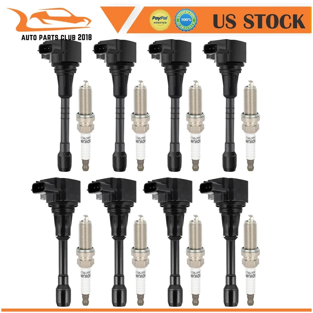 Set of 8 Ignition Coils & Spark Plugs for Nissan Armada (2017–2022) V8 5.6L