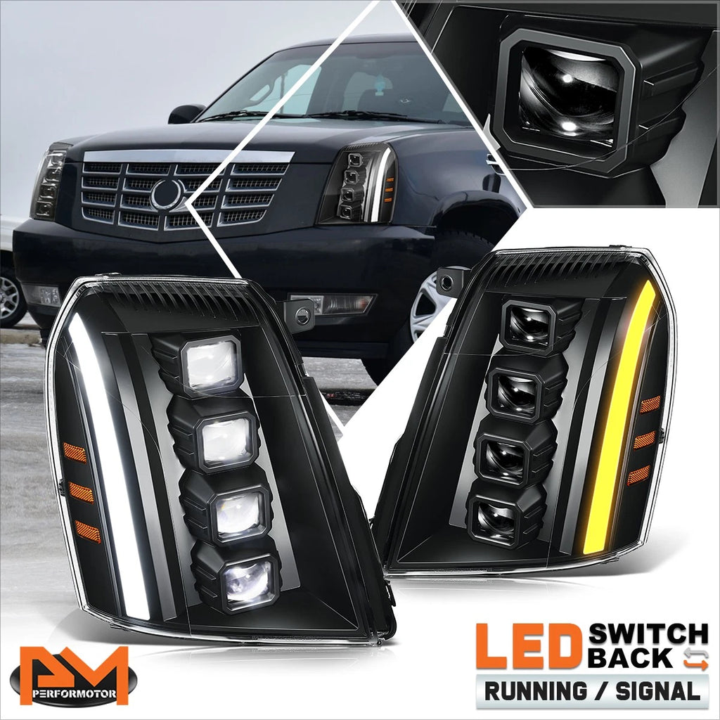 Quad Projector Full LED Switchback Headlight for Cadillac Escalade ESV EXT (2007–2014)