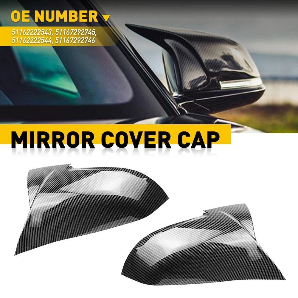 Pair Carbon Fiber Door Mirror Cover Caps for BMW Series F20 F21 F30 F32 (2012–2019)