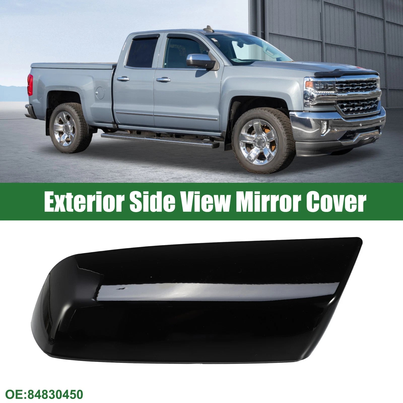 Left Rearview Mirror Cap for Chevrolet Silverado 1500 (No. 84830450) Gloss Black