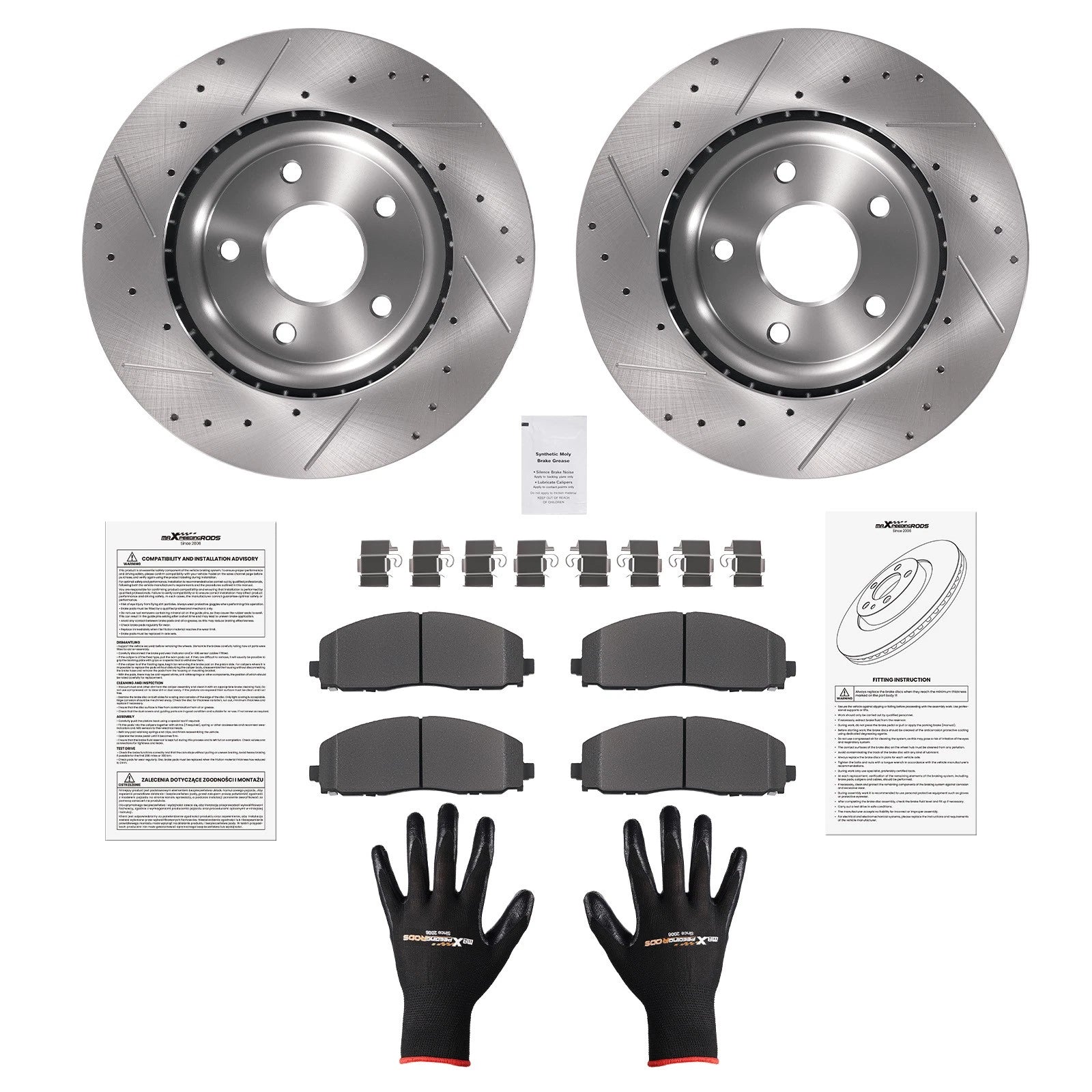 Front Brake Rotors & Pads Set for Chrysler Voyager (2020–2021) Ram C/V (2012–2015)