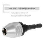 Keyless Drill Bit Chuck Adapter for Driver (0.3-6.5mm, 1/4" Hex Shank)