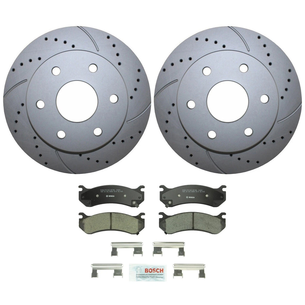 Front Brake Kit 305mm Drill Rotors Bosch Ceramic Pads for Cadillac Chevrolet GMC