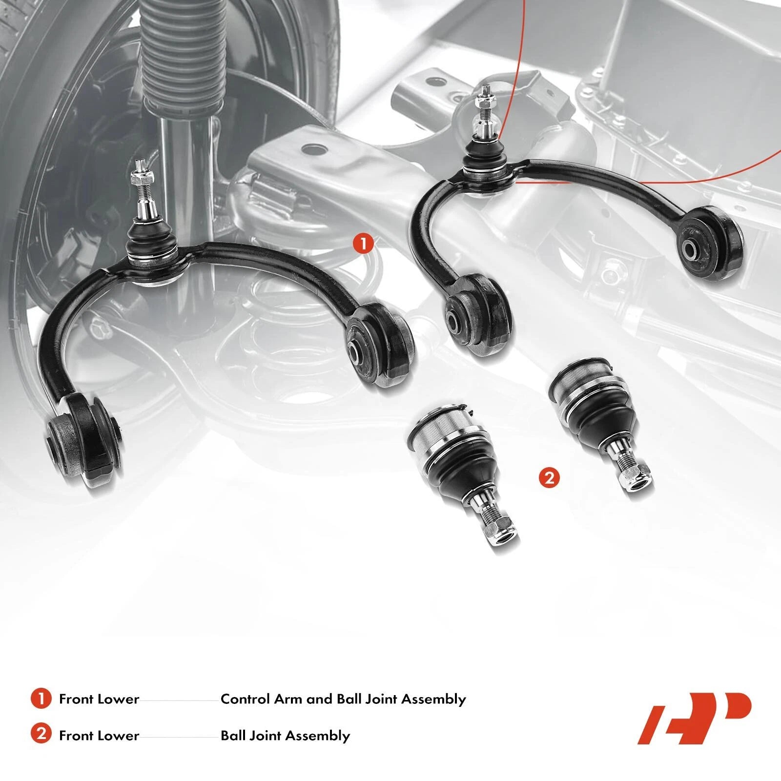Set of 4 Front Control Arm Ball Joints for Jeep Grand Cherokee (2005–2010)