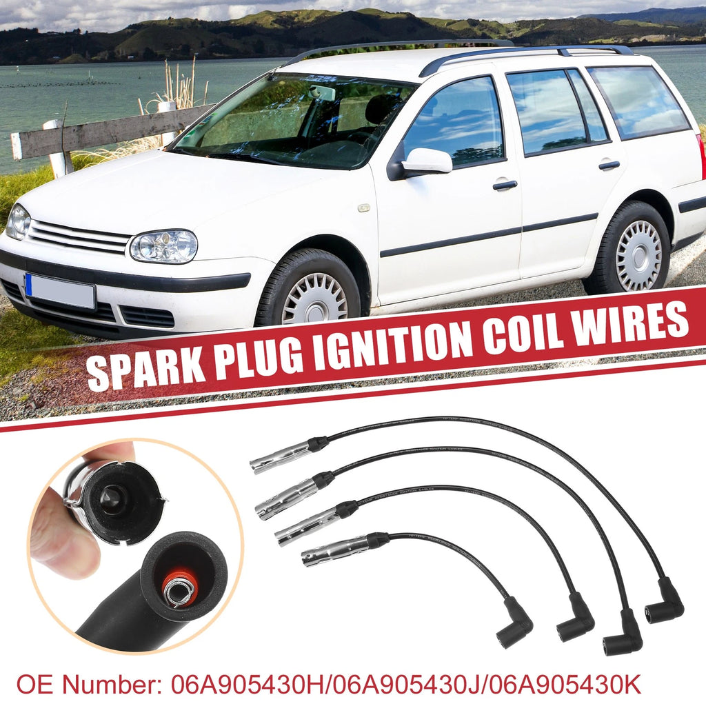 Set of 4 Spark Plug Wires for Volkswagen Beetle (06A905430H)