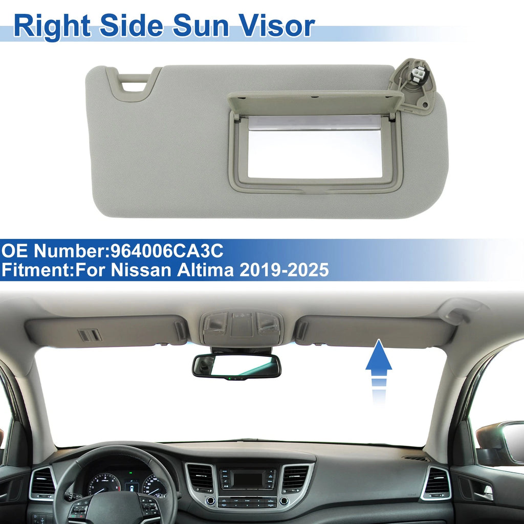 Right Side Sun Visor for Nissan Altima (2019–2025) Replaces 964006CA3C Grey