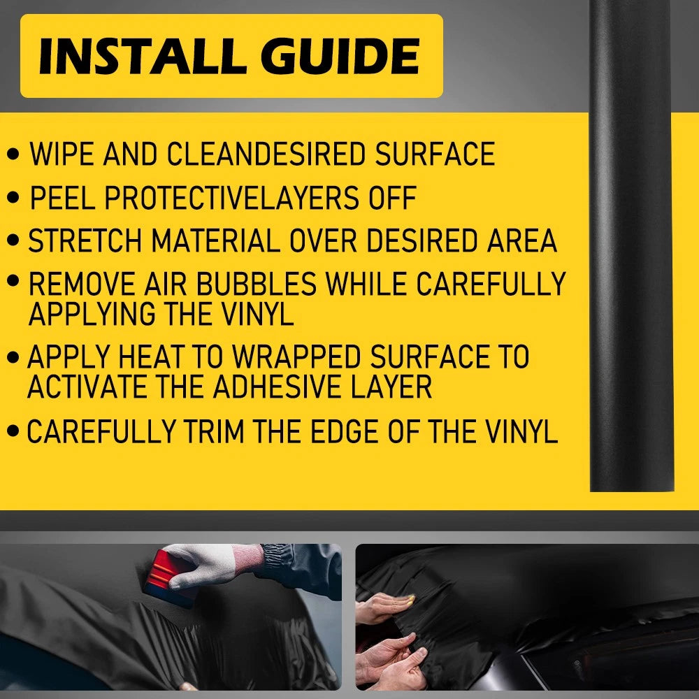 Matte Flat Black Vinyl Wrap Film for Automotive Applications