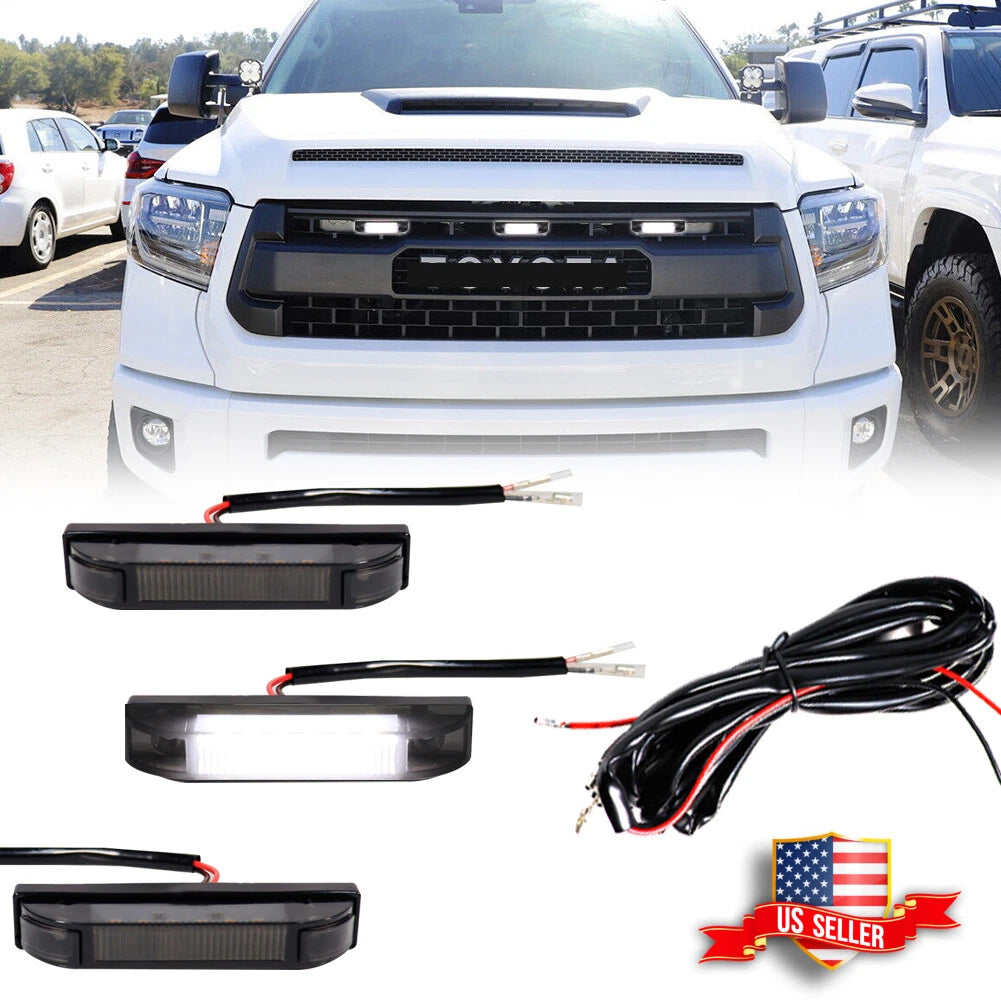 3X Smoke White LED Grille Running Light Kit for Tundra (2014–2021)