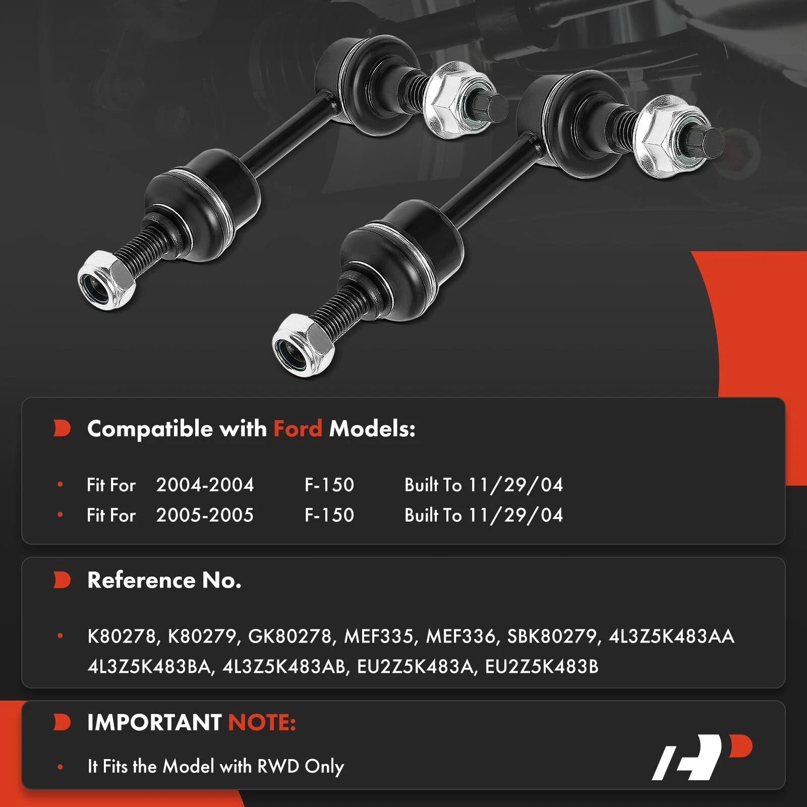 2X Front Stabilizer Bar Link for Ford F-150 (2004–2005) RWD