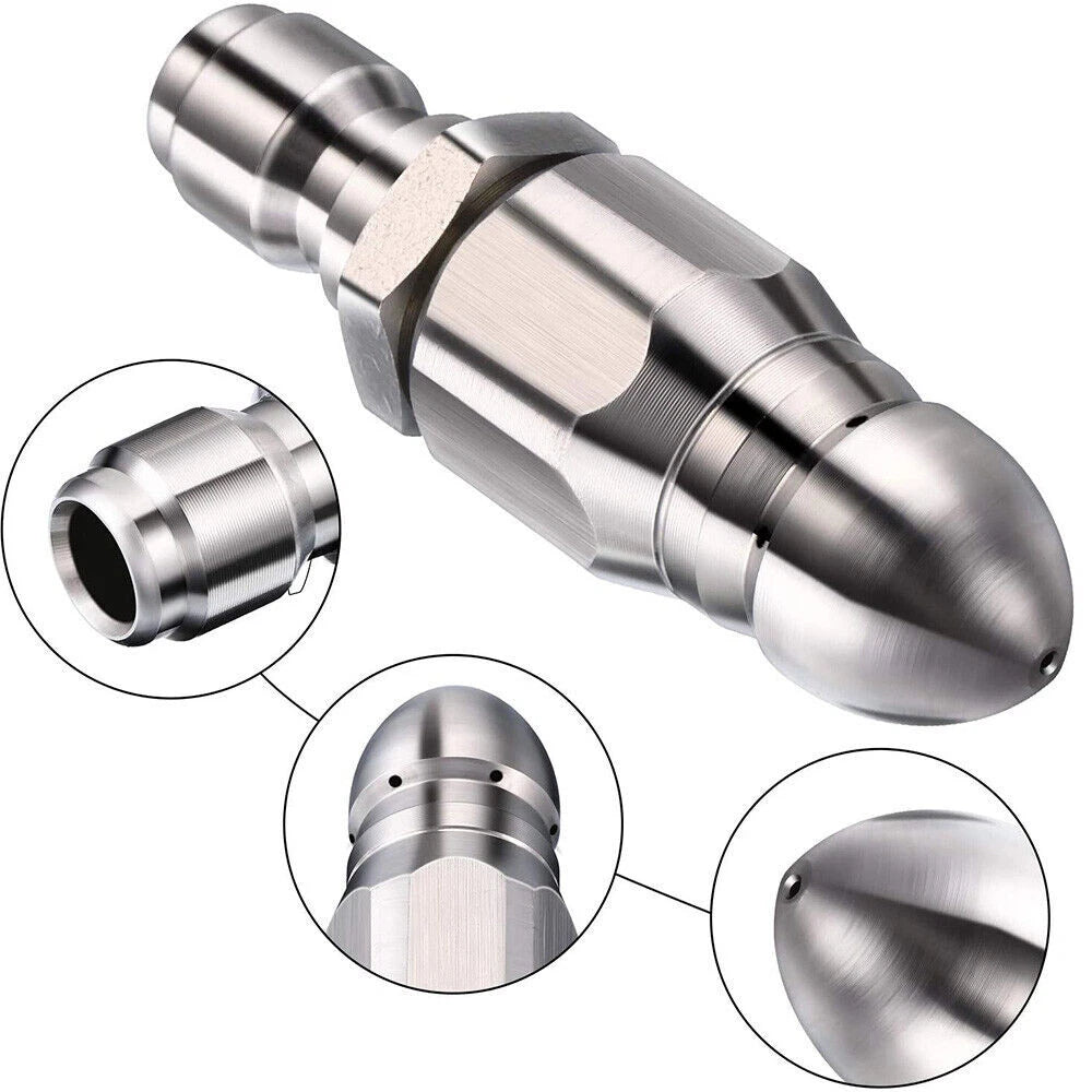 Stainless Steel Sewer Jetter Nozzle for Pressure Washer (1/4 Connect)