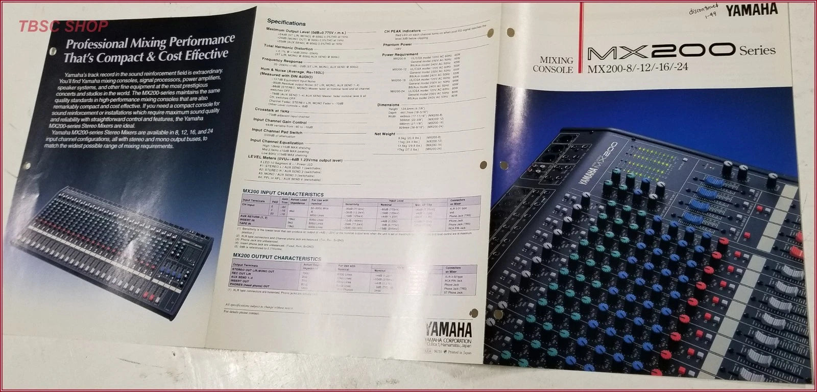 Yamaha MX200 Mixer Console Sales Brochure