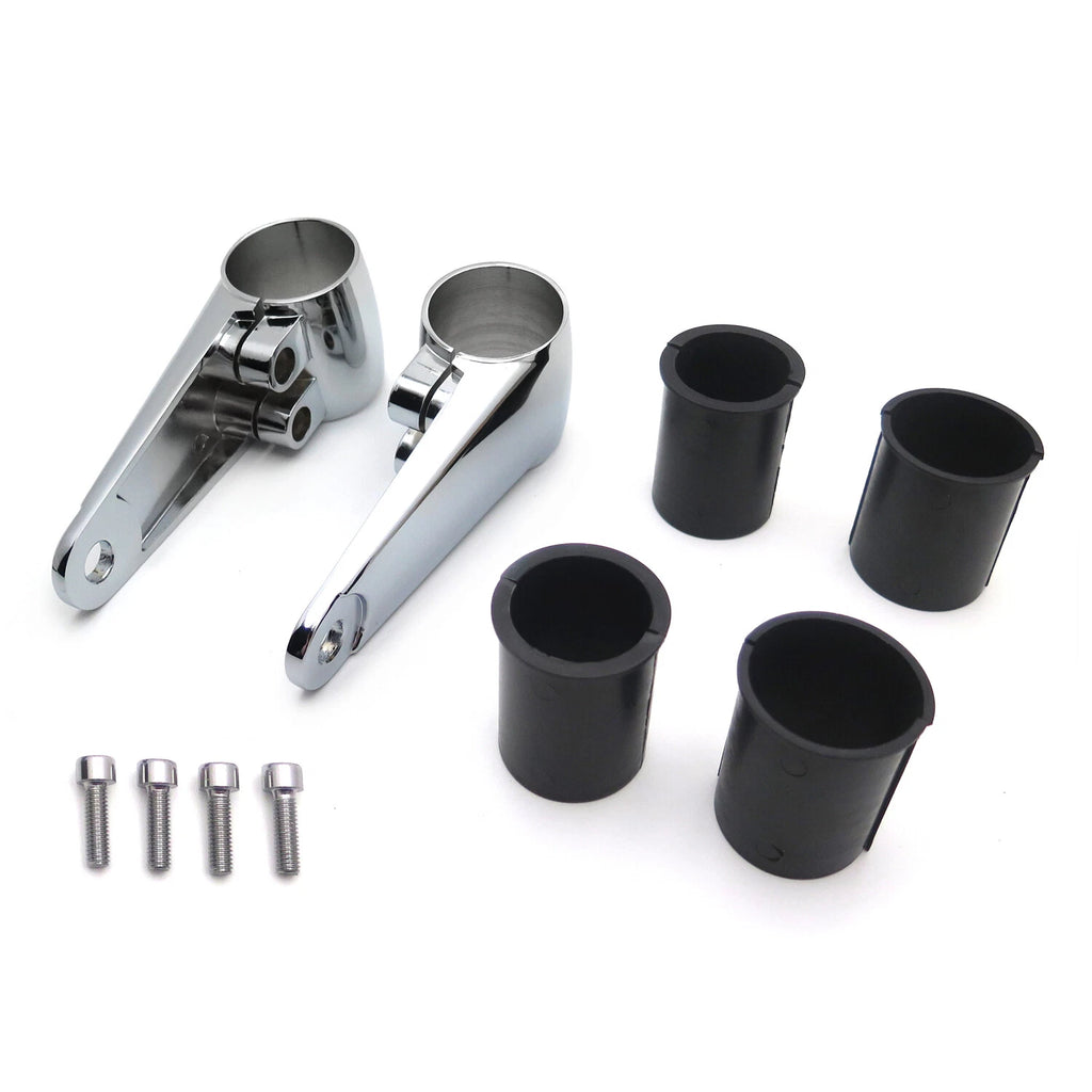 Chrome Billet Aluminum Headlight Fork Mounting Brackets for 35mm 39mm 41mm Forks
