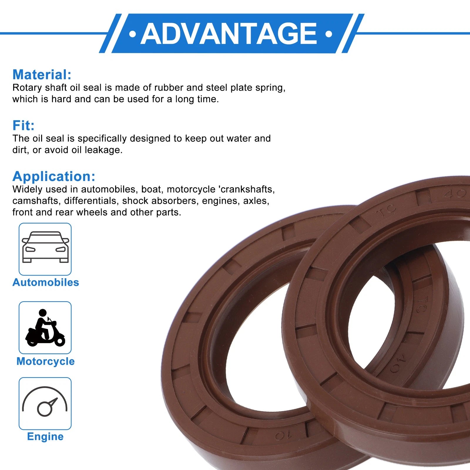 2X Oil Seal Rotary Shaft Seal FKM Rubber 40x62x10mm for Various Models