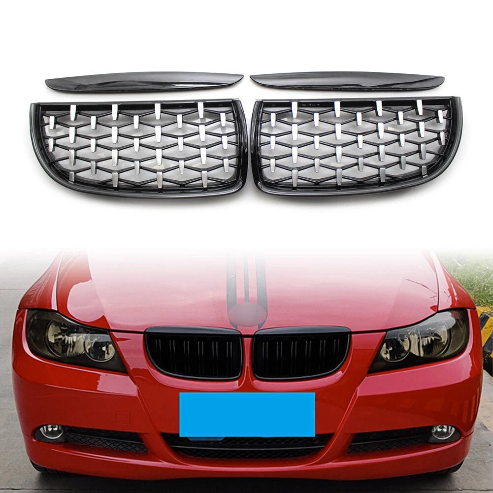 Front Black Frame & Chrome Grille for BMW E90 (2005–2008)