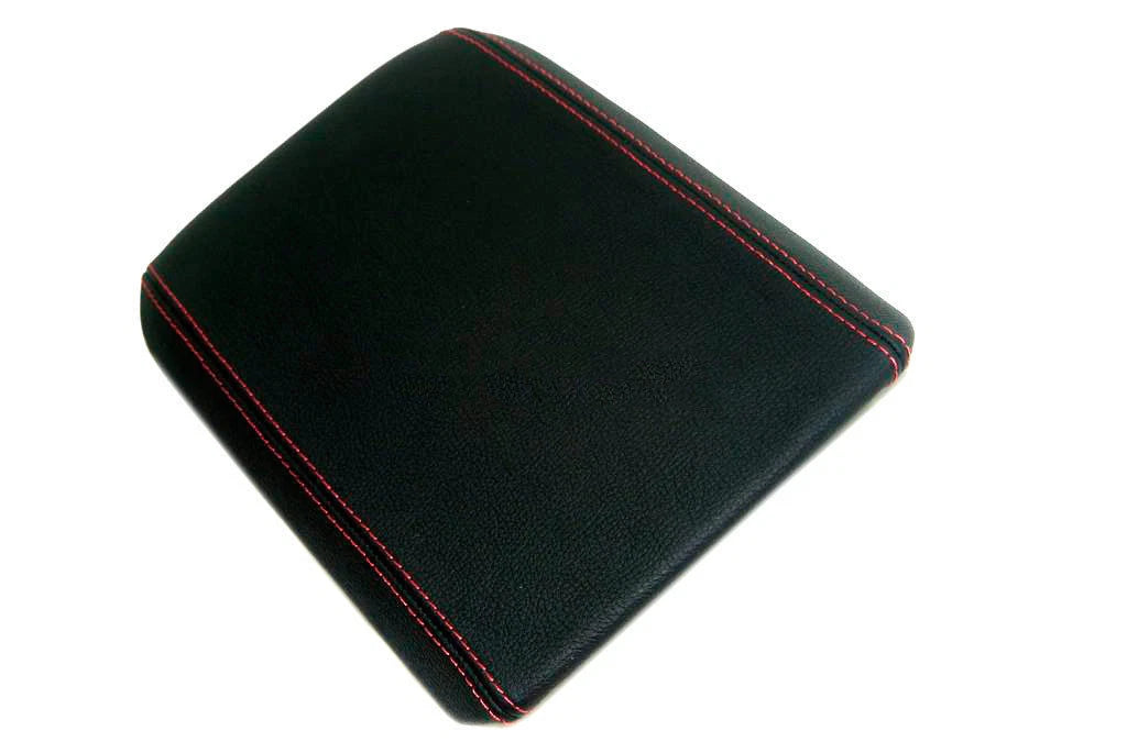 Leather Synthetic Console Armrest Cover for Ford Mustang (2005–2009) Red Stitch