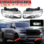 2X Clear Lens LED Fog Lights Assembly for Dodge RAM 1500 2500 3500 (2019–2021)