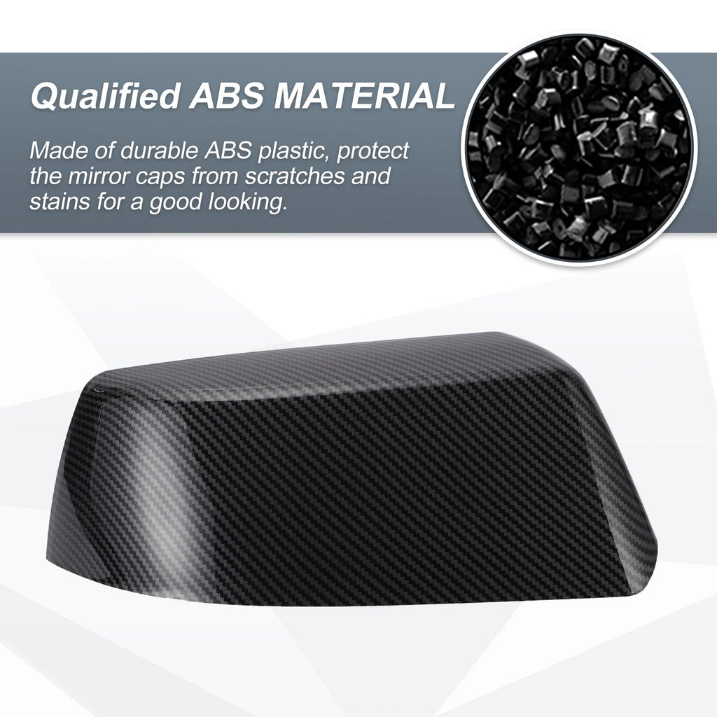 Set of 2 Rearview Mirror Cover Caps Black Carbon Fiber for Cadillac Chevrolet