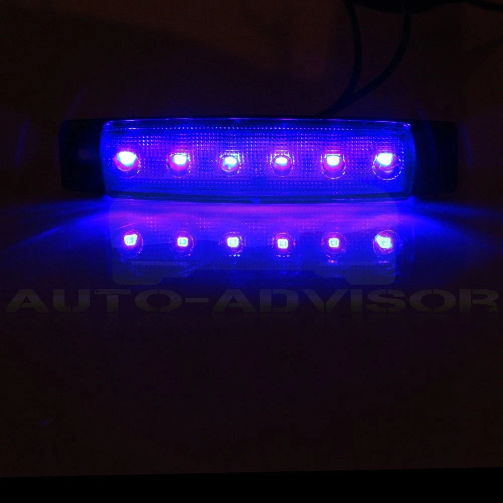 Set of 5 White Blue Sealed Side Marker Clearance Lights for Trailer Truck