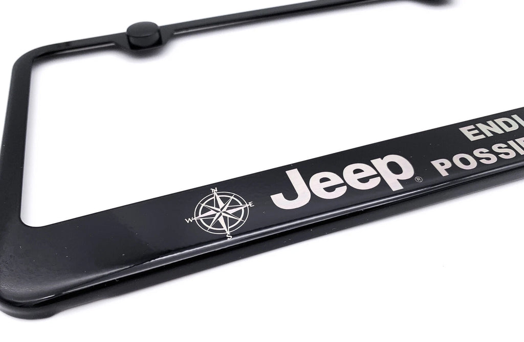 License Plate Frame with Logo for Jeep Endless Possibilities Script (–)