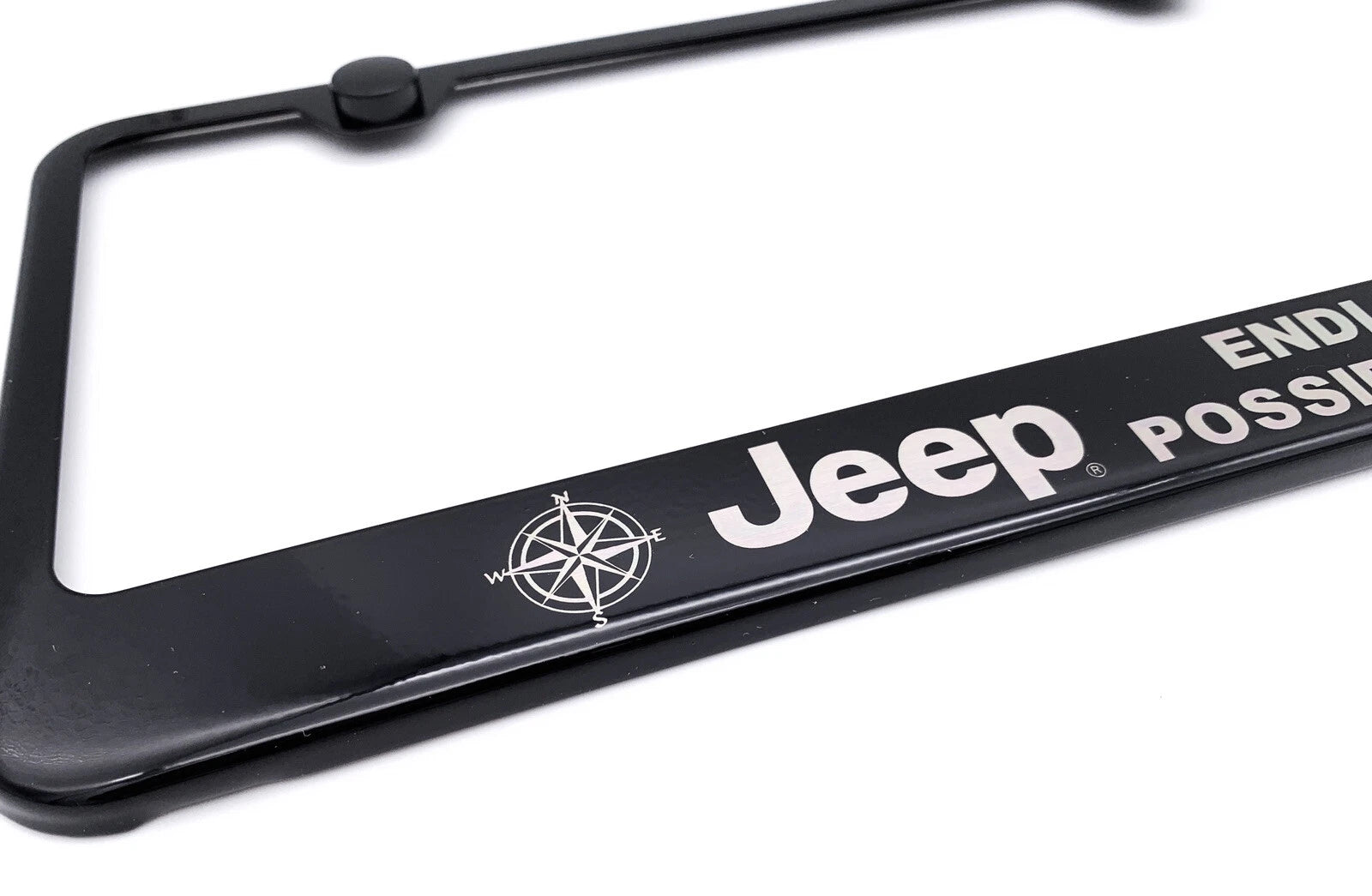 License Plate Frame with Logo for Jeep Endless Possibilities Script (–)