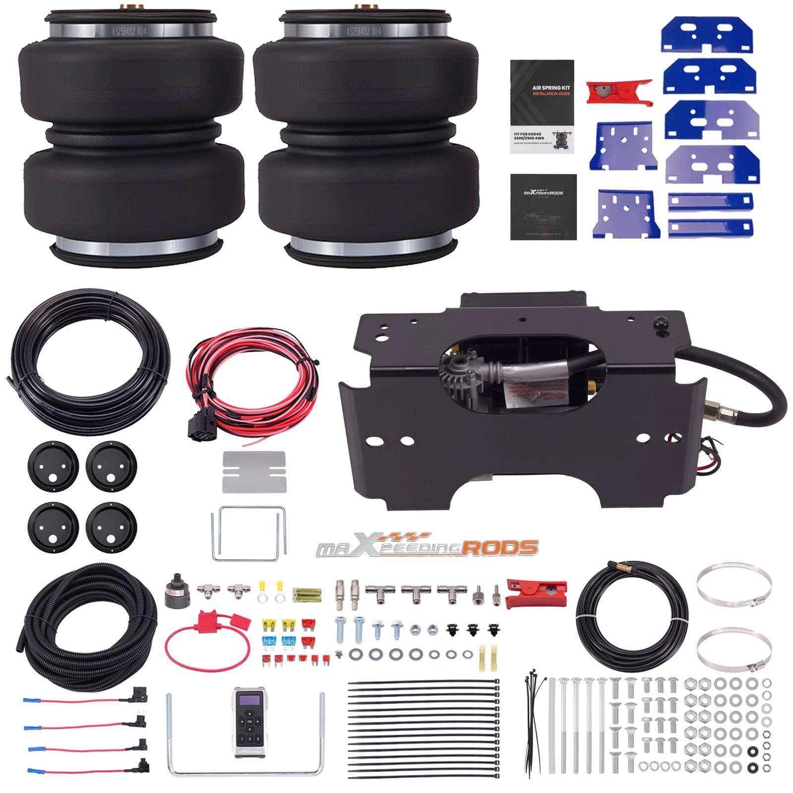 Air Helper Springs + Dual-Path Wireless Compressor Kit for Ram 2500/3500 (2003–2013)