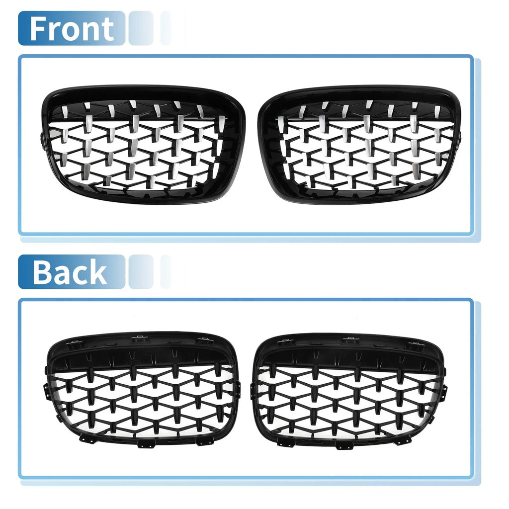 Front Upper Bumper Grille Grill for BMW 1 Series Half Chrome Silver Tone